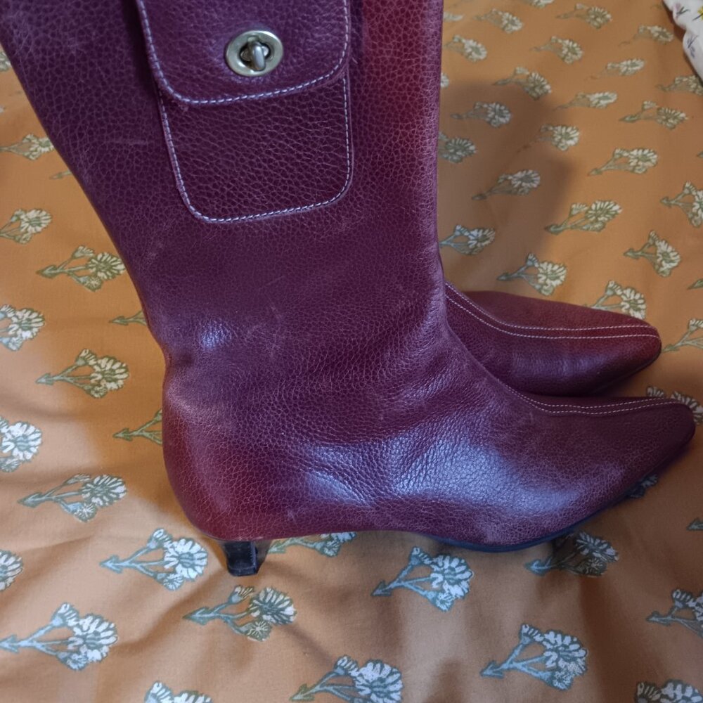 Womens Coach red kitten heel boots - Picture 2 of 5